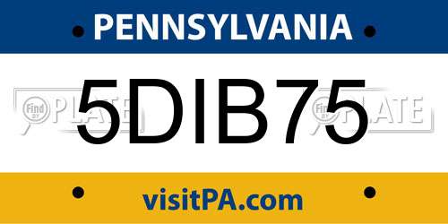 5DIB75 Pennsylvania License Plate