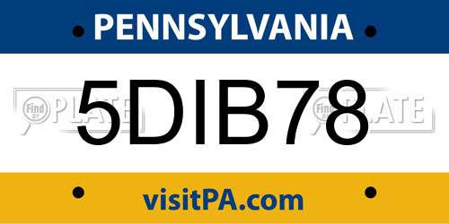 5DIB78 Pennsylvania License Plate