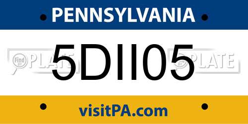 5DII05 Pennsylvania License Plate