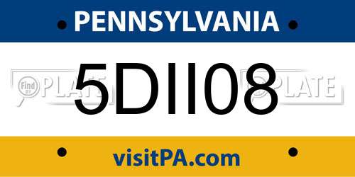 5DII08 Pennsylvania License Plate