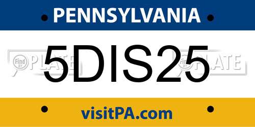 5DIS25 Pennsylvania License Plate
