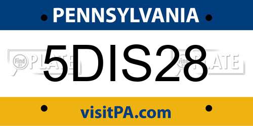 5DIS28 Pennsylvania License Plate