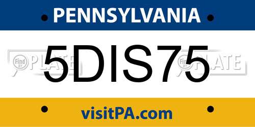 5DIS75 Pennsylvania License Plate