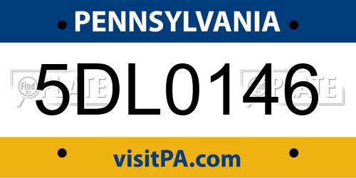 5DL0146 Pennsylvania License Plate