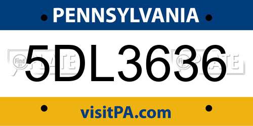 5DL3636 Pennsylvania License Plate