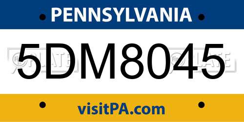 5DM8045 Pennsylvania License Plate