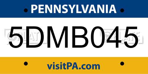 5DMB045 Pennsylvania License Plate