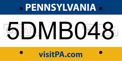 5DMB048 Pennsylvania License Plate