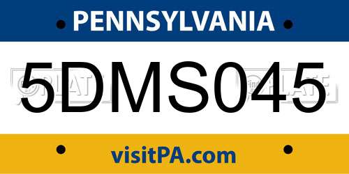 5DMS045 Pennsylvania License Plate