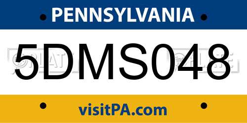 5DMS048 Pennsylvania License Plate