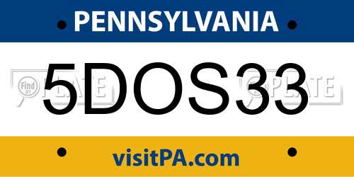 5DOS33 Pennsylvania License Plate