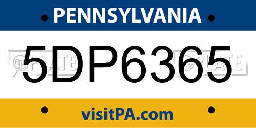 5DP6365 Pennsylvania License Plate