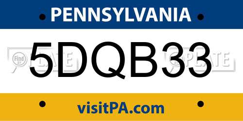 5DQB33 Pennsylvania License Plate