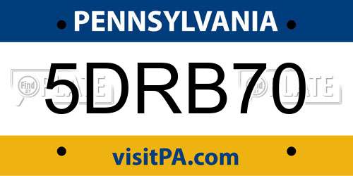 5DRB70 Pennsylvania License Plate