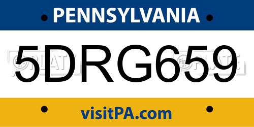 5DRG659 Pennsylvania License Plate