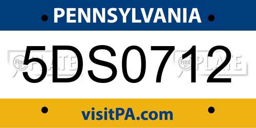 5DS0712 Pennsylvania License Plate