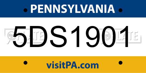 5DS1901 Pennsylvania License Plate