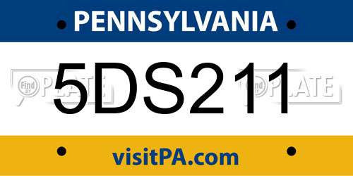 5DS211 Pennsylvania License Plate