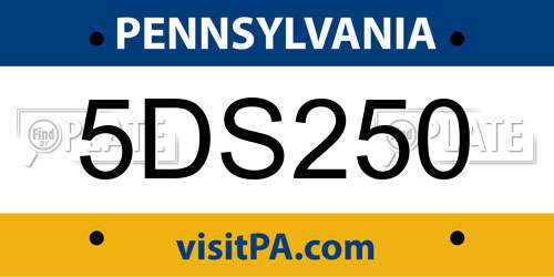 5DS250 Pennsylvania License Plate