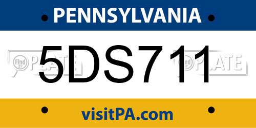 5DS711 Pennsylvania License Plate
