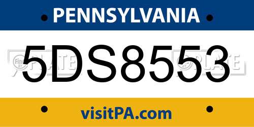 5DS8553 Pennsylvania License Plate
