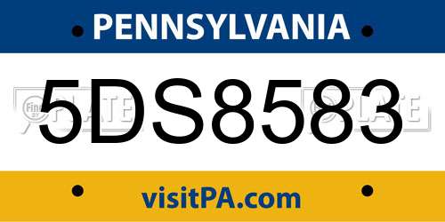 5DS8583 Pennsylvania License Plate