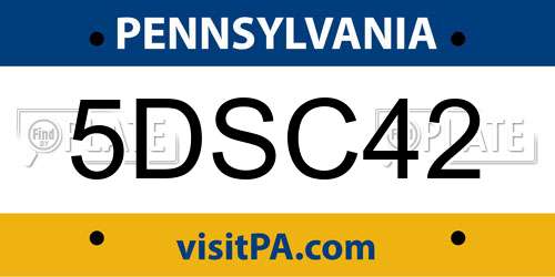 5DSC42 Pennsylvania License Plate