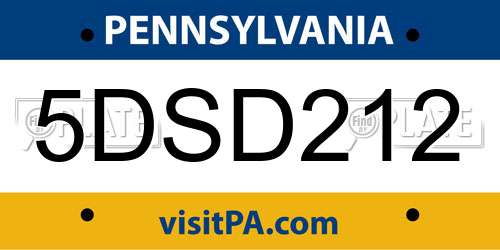 5DSD212 Pennsylvania License Plate