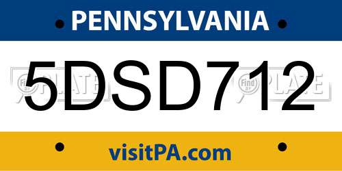 5DSD712 Pennsylvania License Plate