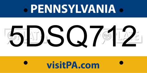 5DSQ712 Pennsylvania License Plate