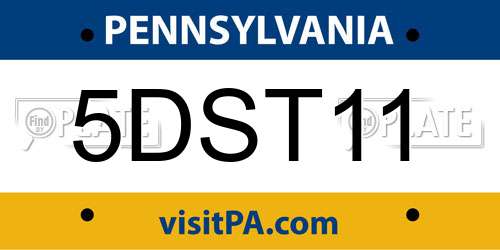 5DST11 Pennsylvania License Plate