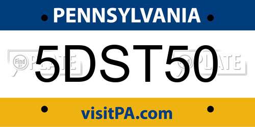 5DST50 Pennsylvania License Plate