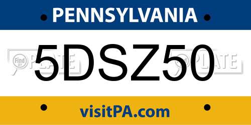 5DSZ50 Pennsylvania License Plate