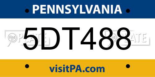 5DT488 Pennsylvania License Plate