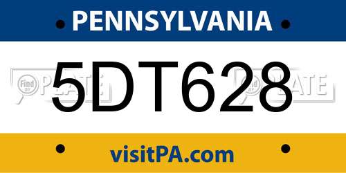 5DT628 Pennsylvania License Plate