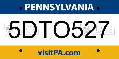 5DTO527 Pennsylvania License Plate