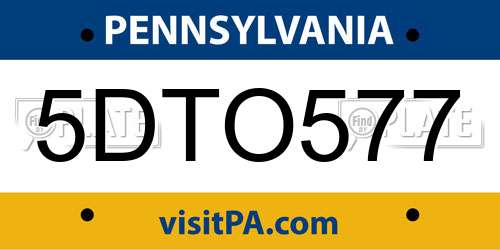 5DTO577 Pennsylvania License Plate