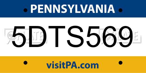 5DTS569 Pennsylvania License Plate