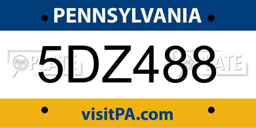 5DZ488 Pennsylvania License Plate