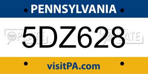 5DZ628 Pennsylvania License Plate