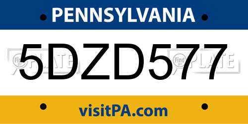 5DZD577 Pennsylvania License Plate