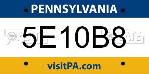 5E10B8 Pennsylvania License Plate