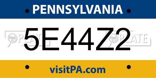 5E44Z2 Pennsylvania License Plate