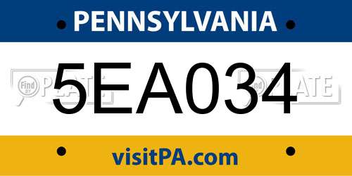 5EA034 Pennsylvania License Plate