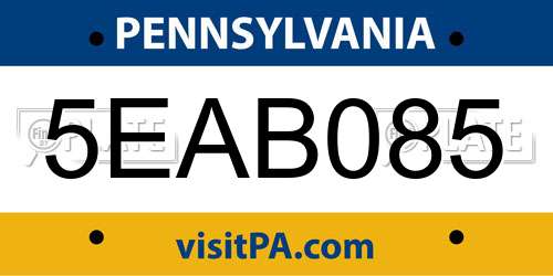 5EAB085 Pennsylvania License Plate