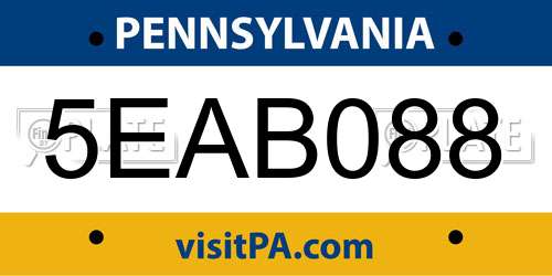 5EAB088 Pennsylvania License Plate