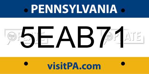 5EAB71 Pennsylvania License Plate