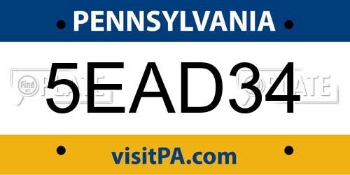 5EAD34 Pennsylvania License Plate