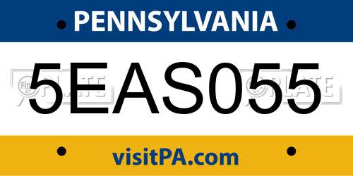 5EAS055 Pennsylvania License Plate