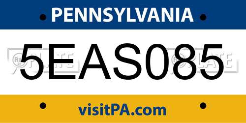 5EAS085 Pennsylvania License Plate